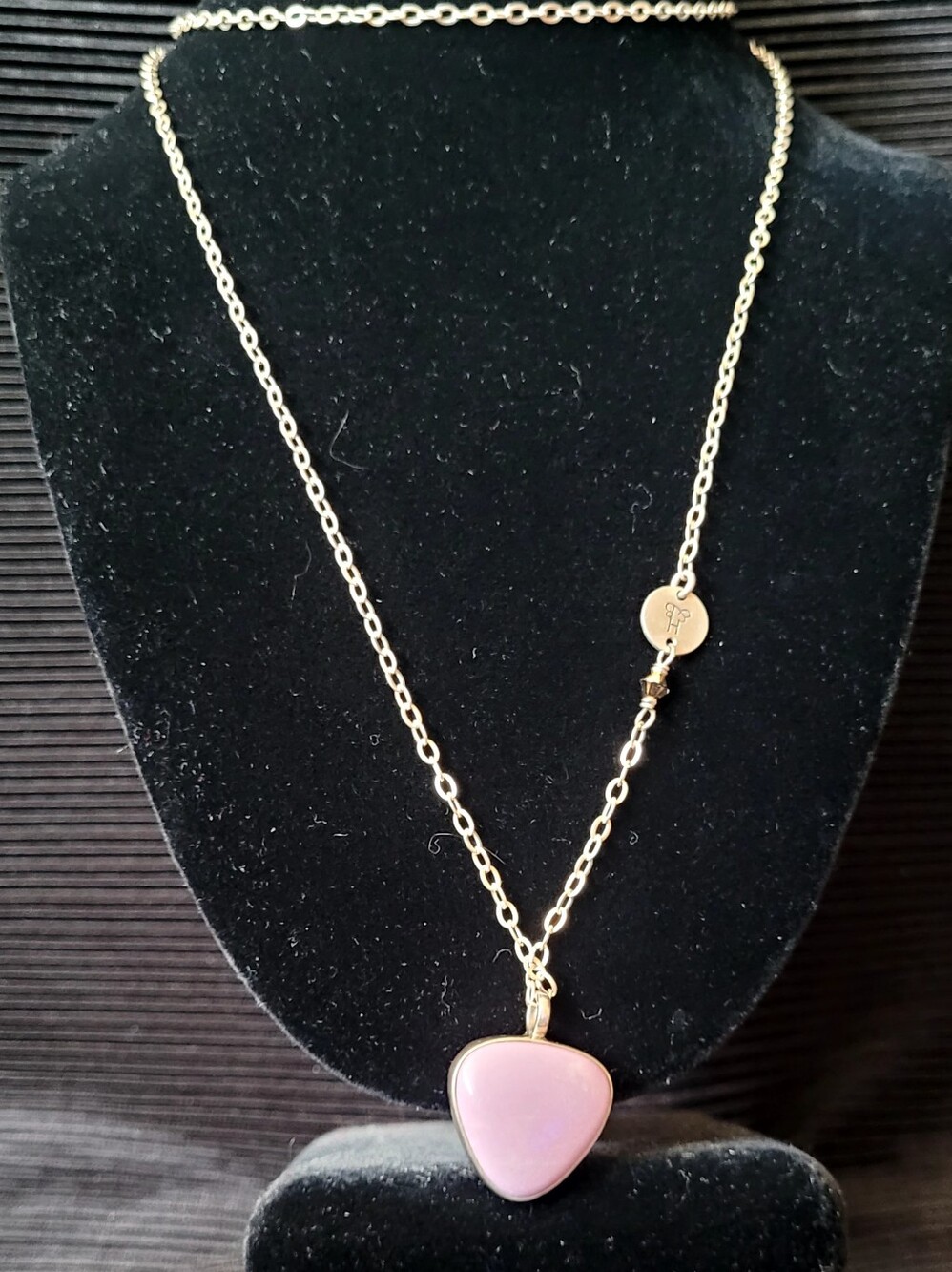 Hillberg & Berk 925 Necklace With A Triangle Pink Stone 34"